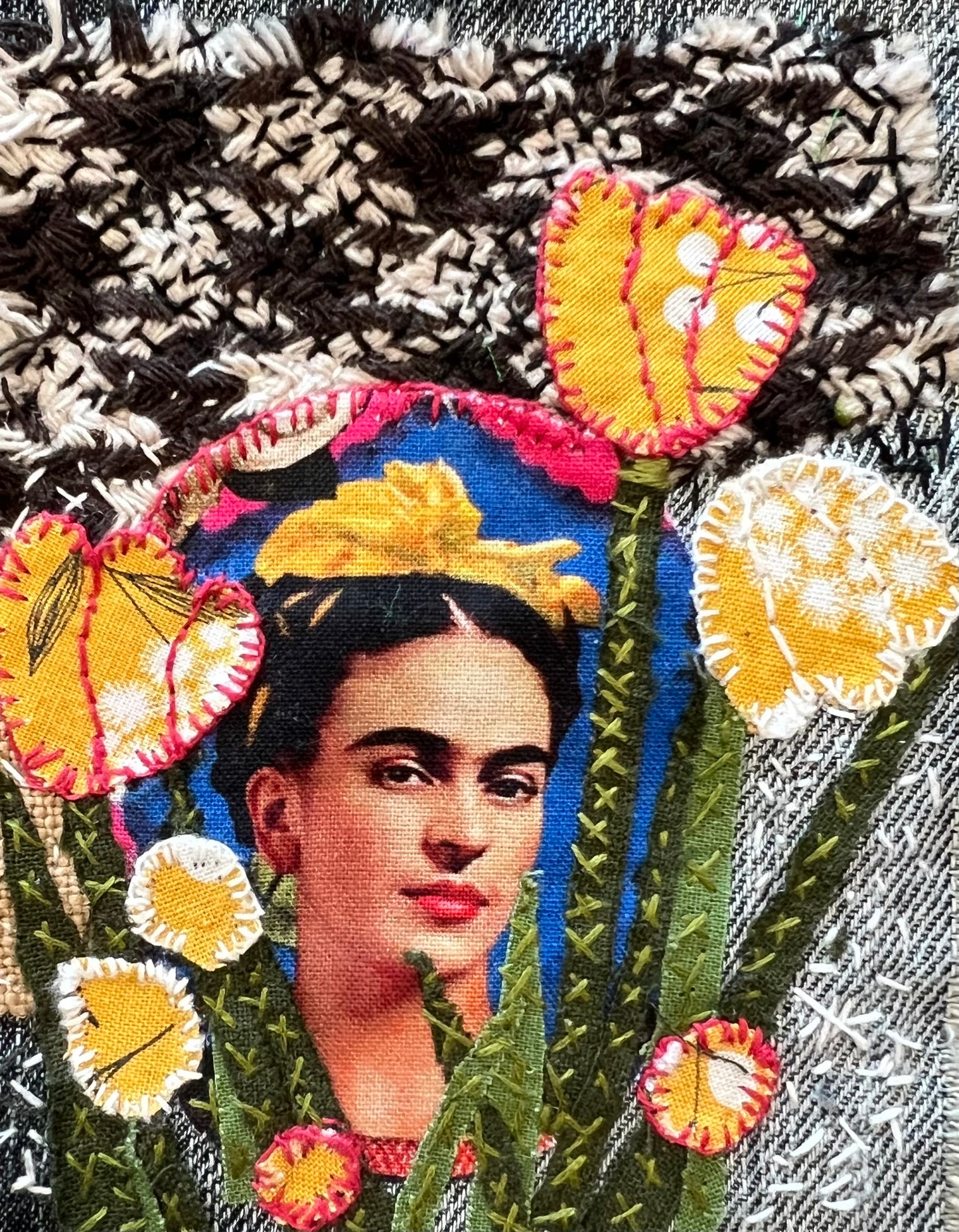 Frida Kahlo Slow Stitch Kit: Visible Mending, Jean Patch #1
