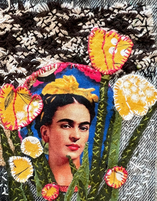 Frida Kahlo Slow Stitch Kit: Visible Mending, Jean Patch #1