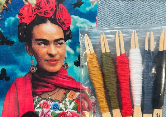 Frida Kahlo Slow Stitch Kit: Visible Mending, Jean Patch #2