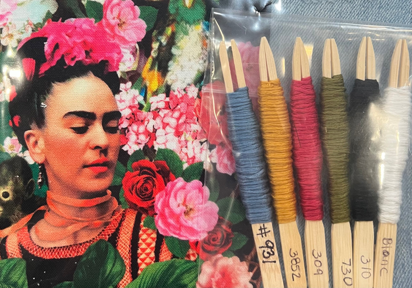 Frida Kahlo Slow Stitch Kit: Visible Mending, Jean Patch #3