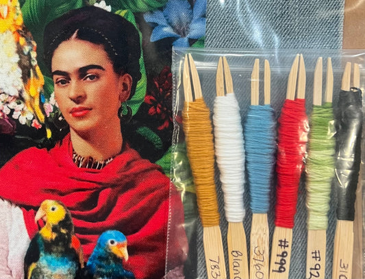 Frida Kahlo Slow Stitch Kit: Visible Mending, Jean Patch #6