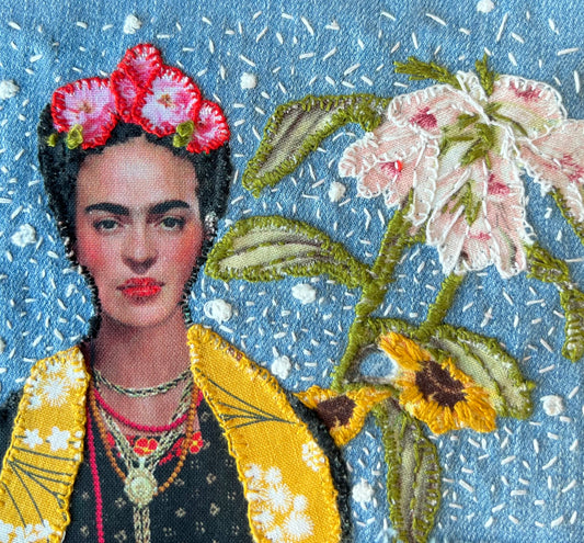 Frida Kahlo Slow Stitch Kit: Visible Mending, Jean Patch #5