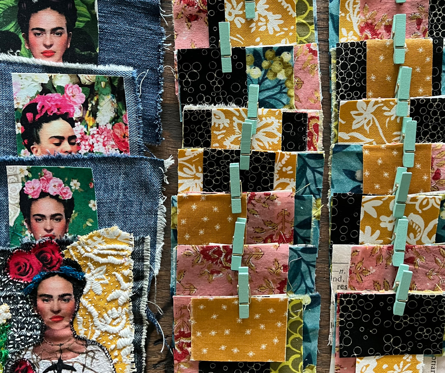 Frida Kahlo Slow Stitch Kit: Visible Mending, Jean Patch #1