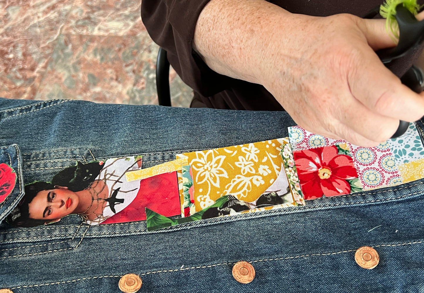 Frida Kahlo Slow Stitch Kit: Visible Mending, Jean Patch #1